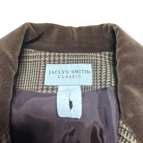 Vintage Jaclyn Smith Blazer 10 Classic Brown Tweed Faux Suede Trim Equestrian M - Picture 7 of 14